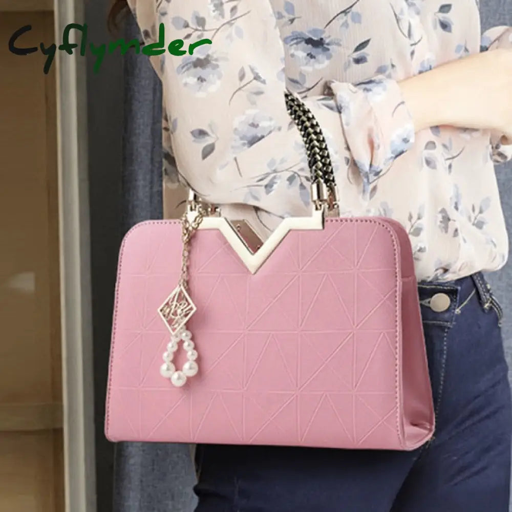 Cyflymder Women Handbags Leather Totes Bag Top-Handle Embroidery Crossbody Shoulder Lady Simple