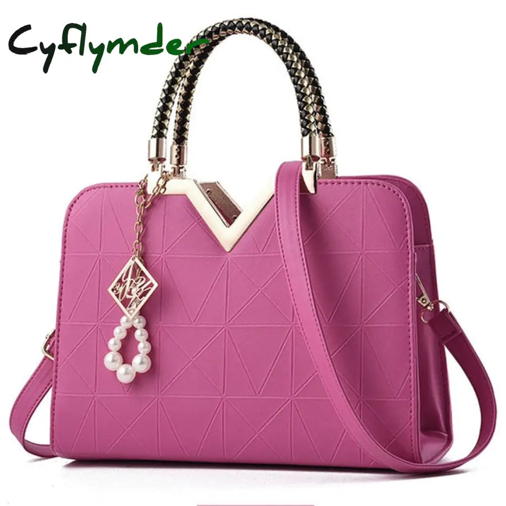 Cyflymder Women Handbags Leather Totes Bag Top-Handle Embroidery Crossbody Shoulder Lady Simple