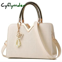 Cyflymder Women Handbags Leather Totes Bag Top-Handle Embroidery Crossbody Shoulder Lady Simple