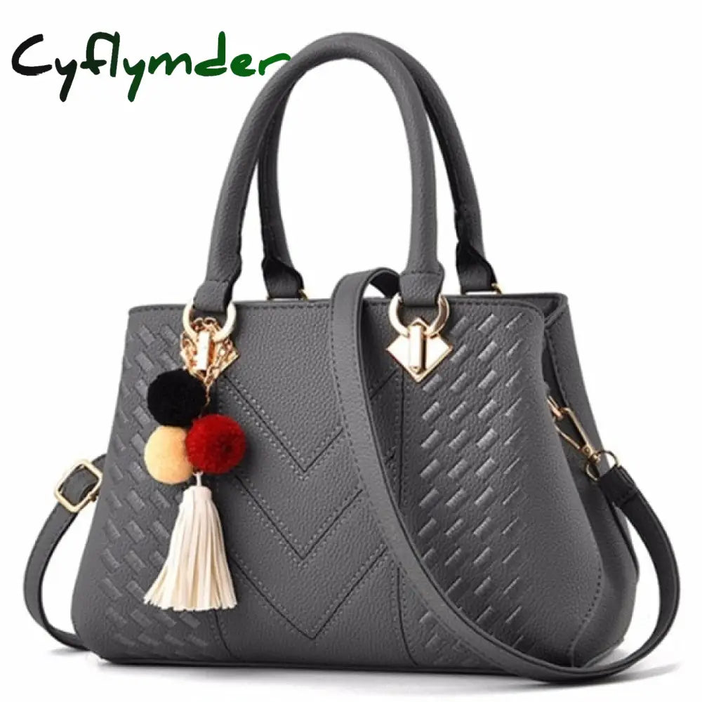 Cyflymder Women Handbags Leather Totes Bag Top-Handle Embroidery Crossbody Shoulder Lady Simple