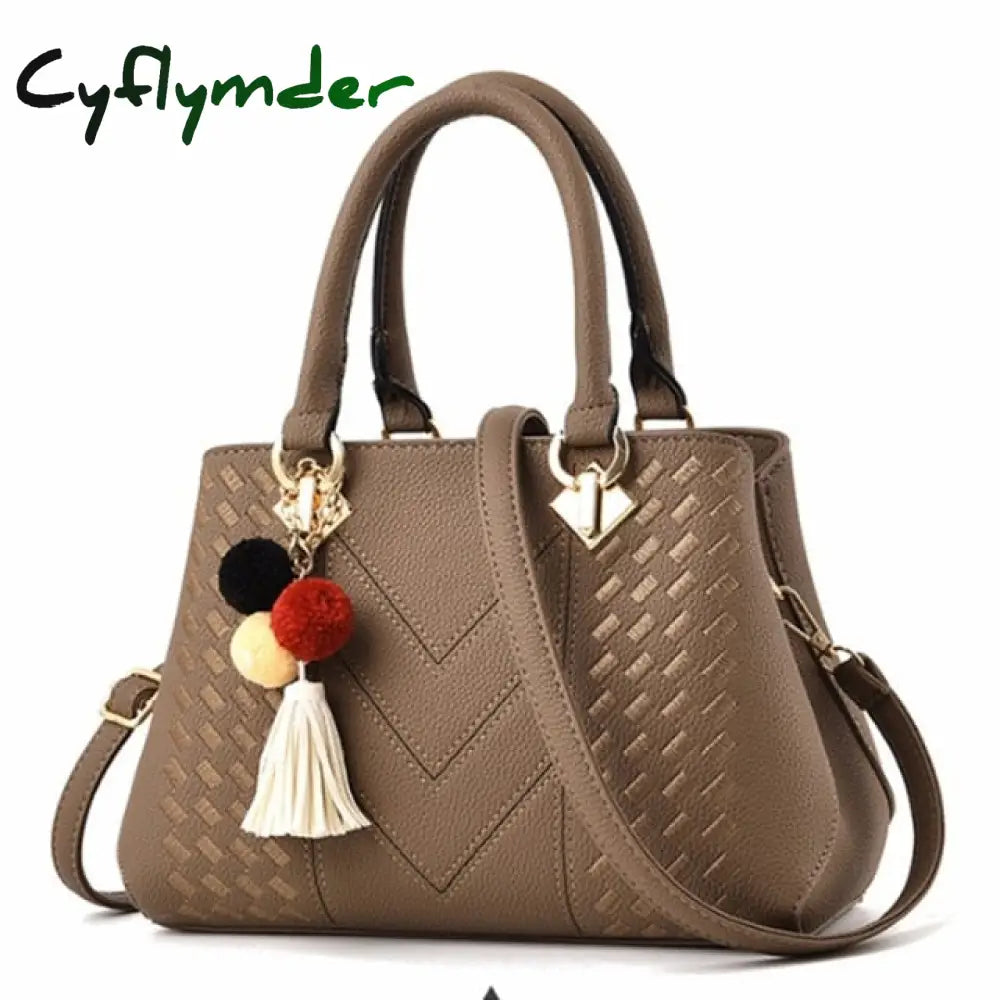 Cyflymder Women Handbags Leather Totes Bag Top-Handle Embroidery Crossbody Shoulder Lady Simple