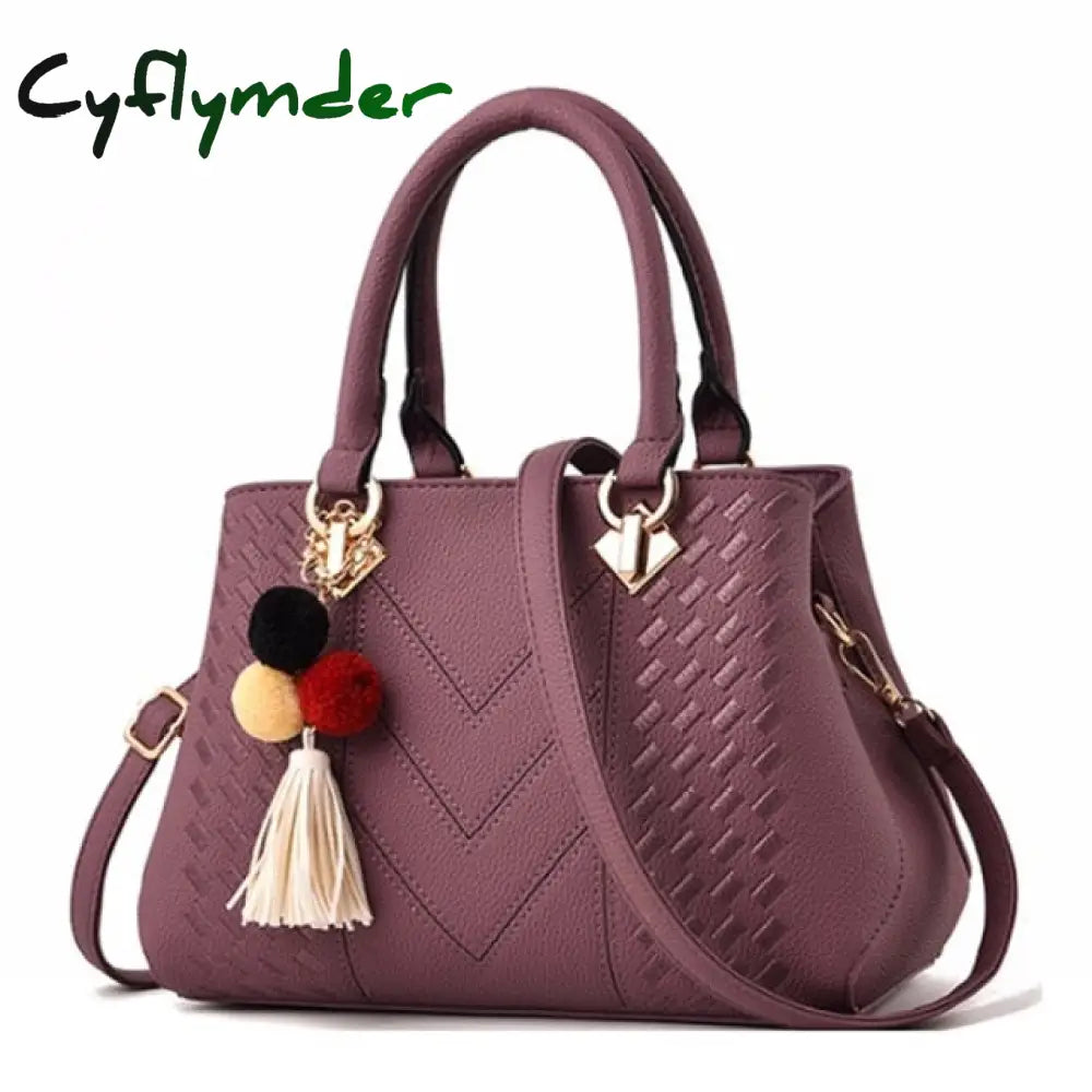 Cyflymder Women Handbags Leather Totes Bag Top-Handle Embroidery Crossbody Shoulder Lady Simple