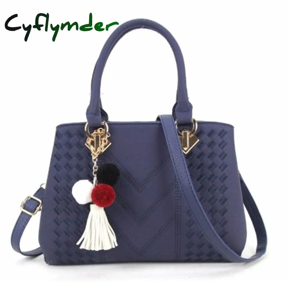 Cyflymder Women Handbags Leather Totes Bag Top-Handle Embroidery Crossbody Shoulder Lady Simple