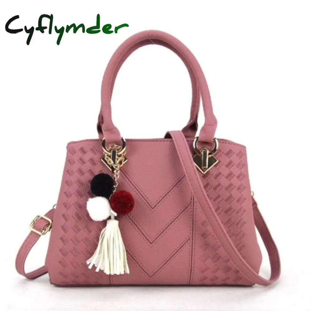 Cyflymder Women Handbags Leather Totes Bag Top-Handle Embroidery Crossbody Shoulder Lady Simple