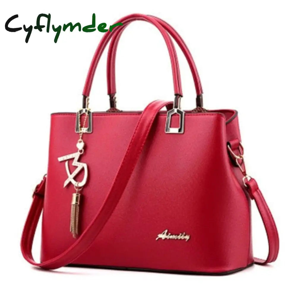 Cyflymder Women Handbags Leather Totes Bag Top-Handle Embroidery Crossbody Shoulder Lady Simple