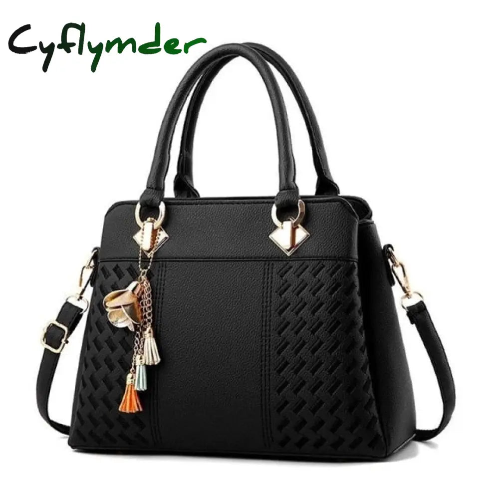 Cyflymder Women Handbags Leather Totes Bag Top-Handle Embroidery Crossbody Shoulder Lady Simple