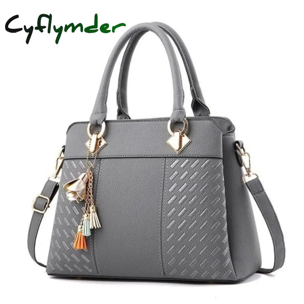 Cyflymder Women Handbags Leather Totes Bag Top-Handle Embroidery Crossbody Shoulder Lady Simple