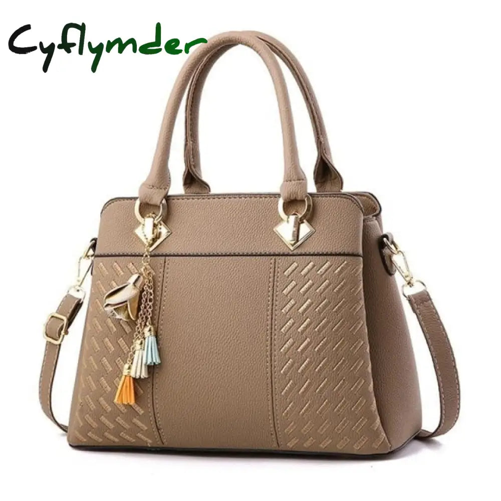 Cyflymder Women Handbags Leather Totes Bag Top-Handle Embroidery Crossbody Shoulder Lady Simple