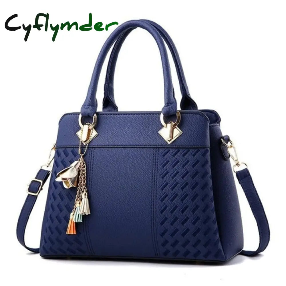 Cyflymder Women Handbags Leather Totes Bag Top-Handle Embroidery Crossbody Shoulder Lady Simple