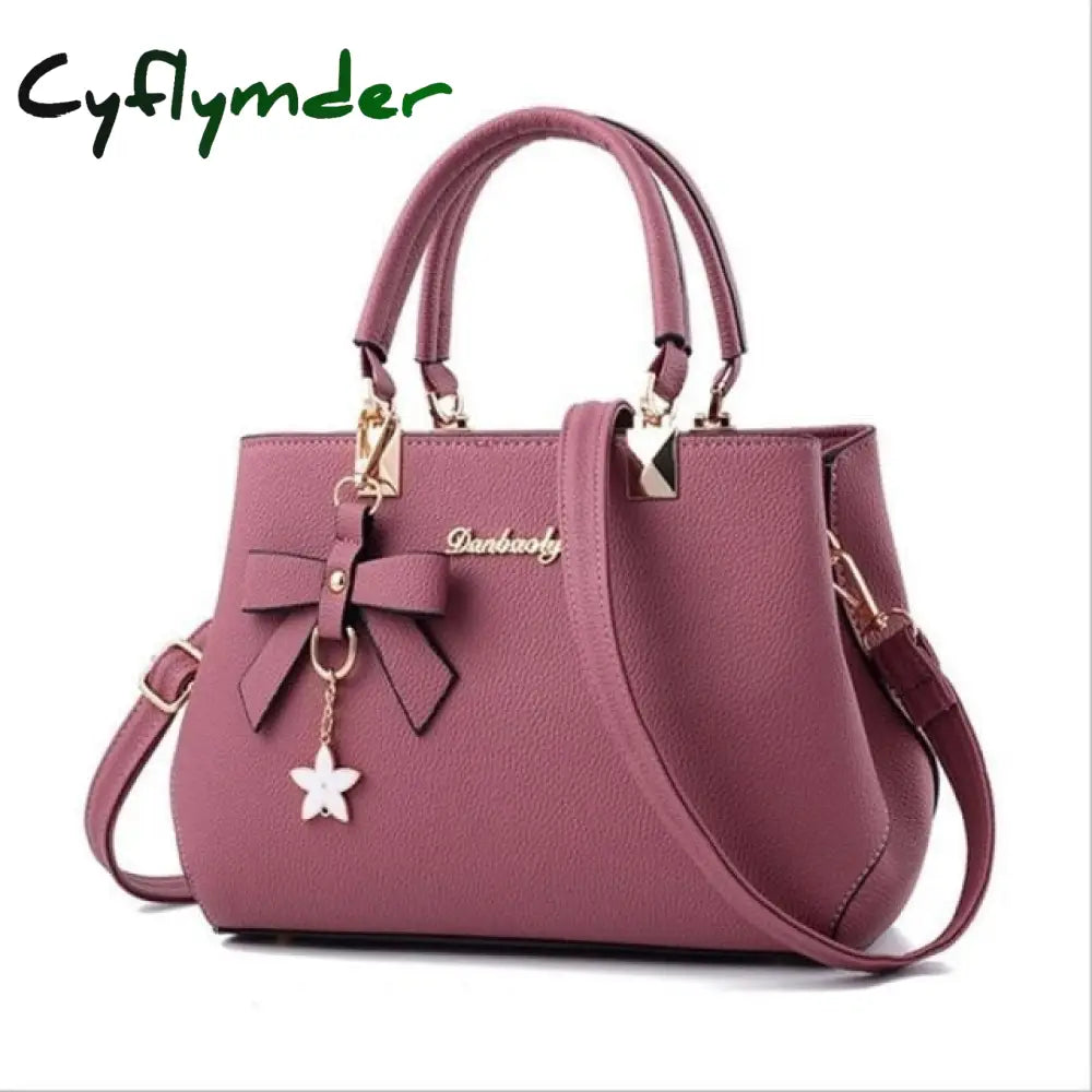 Cyflymder Women Handbags Leather Totes Bag Top-Handle Embroidery Crossbody Shoulder Lady Simple