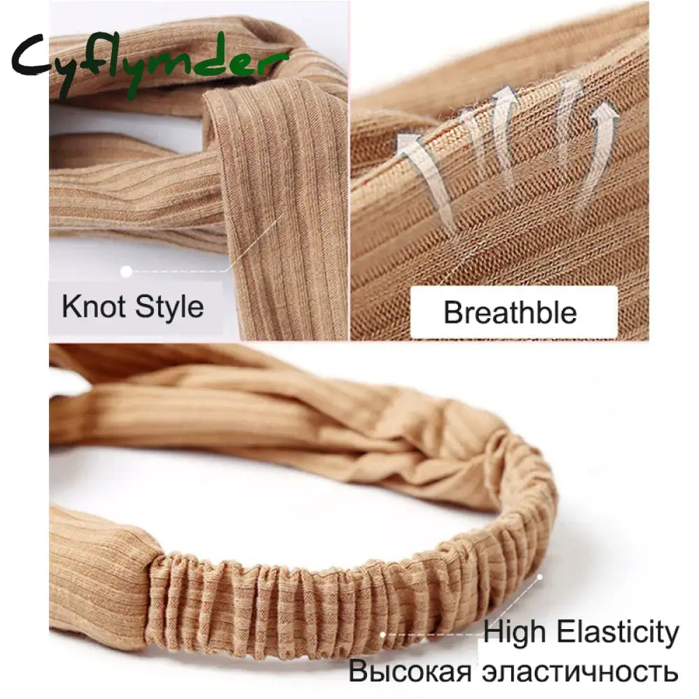 Cyflymder Women Headband Cross Top Knot Elastic Hair Bands Soft Solid Color Girls Hairband