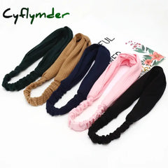 Cyflymder Women Headband Cross Top Knot Elastic Hair Bands Soft Solid Color Girls Hairband