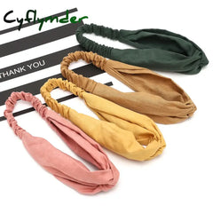 Cyflymder Women Headband Cross Top Knot Elastic Hair Bands Soft Solid Color Girls Hairband