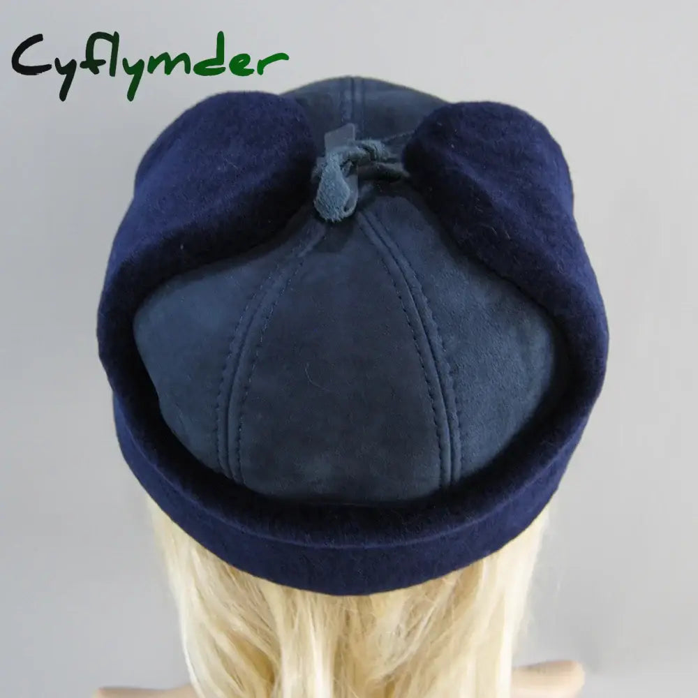 Cyflymder Women High Quality Real Fur Hat Lamb Wool Winter Bomber Hats For Lady Earflaps Luxury Warm Ushanka Russian