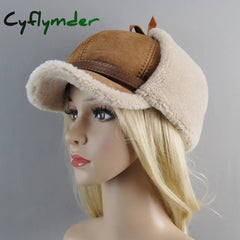 Cyflymder Women High Quality Real Fur Hat Lamb Wool Winter Bomber Hats For Lady Earflaps Luxury Warm Ushanka Russian