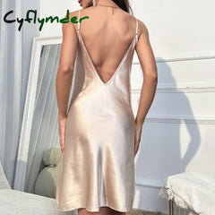 Cyflymder Women Ice Silk Satin Surface Pajama Dress Ladies Home Clothing And Nightgown Underwear