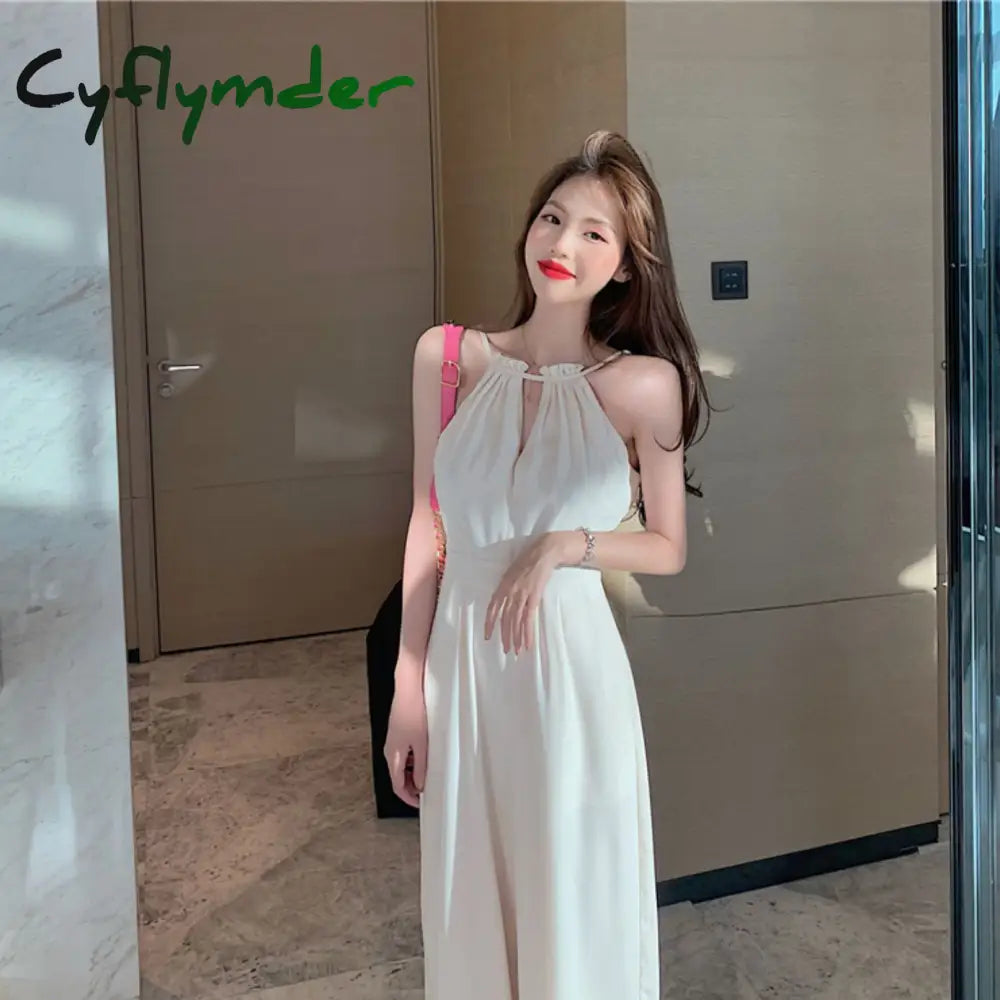 Cyflymder Women Jumpsuit Summer Sexy Halterneck Sleeveless White Jumpsuits High Streetwear Bodycon