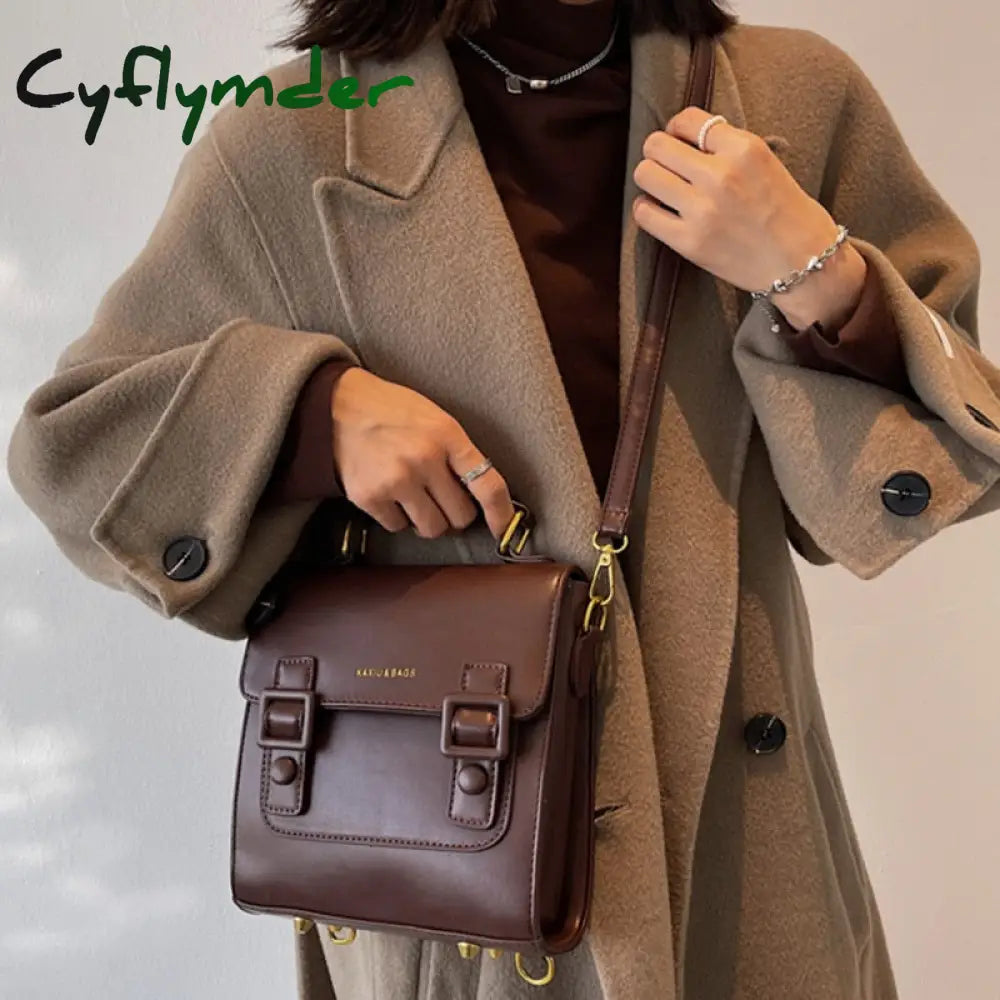 Cyflymder Women Leather Backpack Shoulder Bag Small Designer Female Girls Fashion Daypacks Teenager