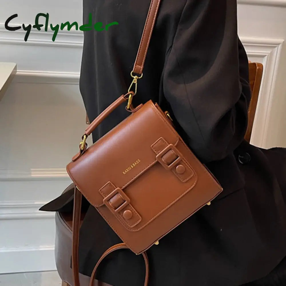 Cyflymder Women Leather Backpack Shoulder Bag Small Designer Female Girls Fashion Daypacks Teenager