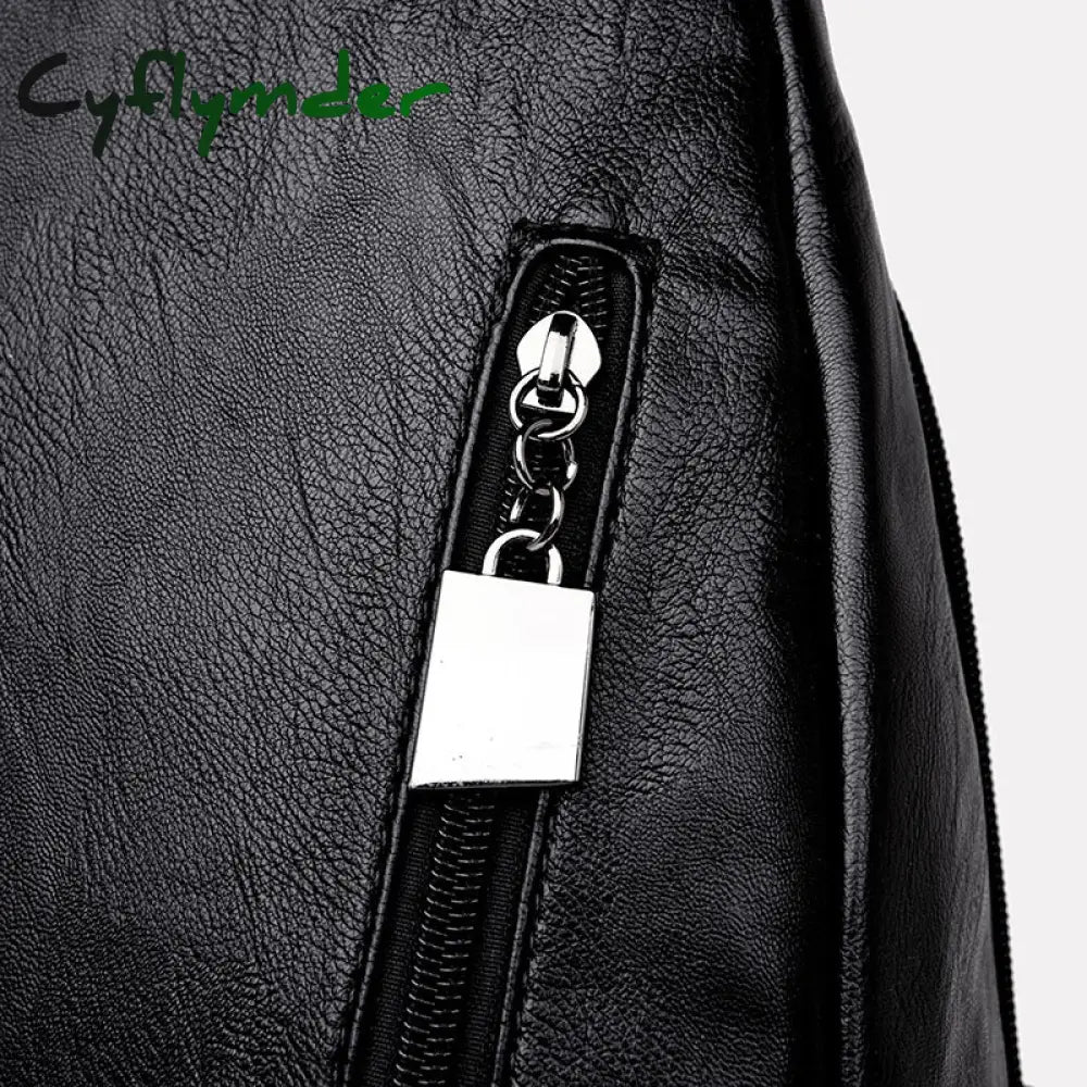Cyflymder Women Leather Backpacks Zipper Female Chest Bag Sac A Dos Travel Back Pack Ladies Bagpack
