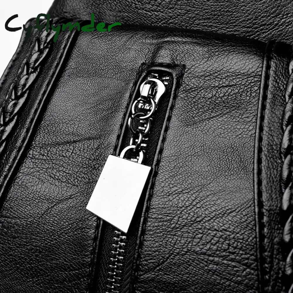 Cyflymder Women Leather Backpacks Zipper Female Chest Bag Sac A Dos Travel Back Pack Ladies Bagpack