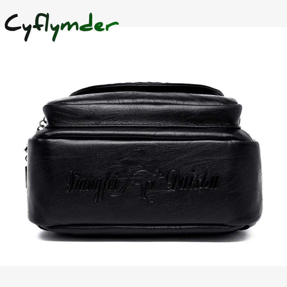 Cyflymder Women Leather Backpacks Zipper Female Chest Bag Sac A Dos Travel Back Pack Ladies Bagpack