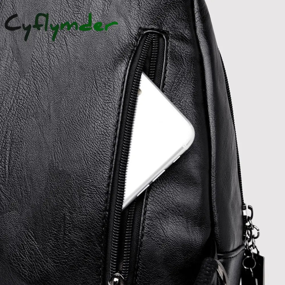 Cyflymder Women Leather Backpacks Zipper Female Chest Bag Sac A Dos Travel Back Pack Ladies Bagpack