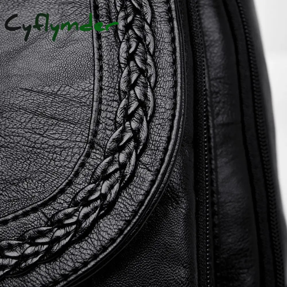 Cyflymder Women Leather Backpacks Zipper Female Chest Bag Sac A Dos Travel Back Pack Ladies Bagpack