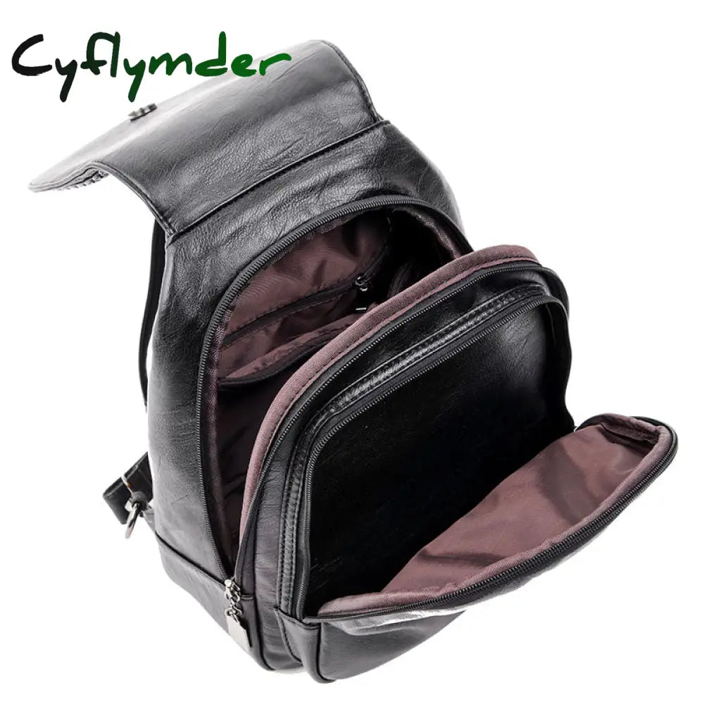 Cyflymder Women Leather Backpacks Zipper Female Chest Bag Sac A Dos Travel Back Pack Ladies Bagpack