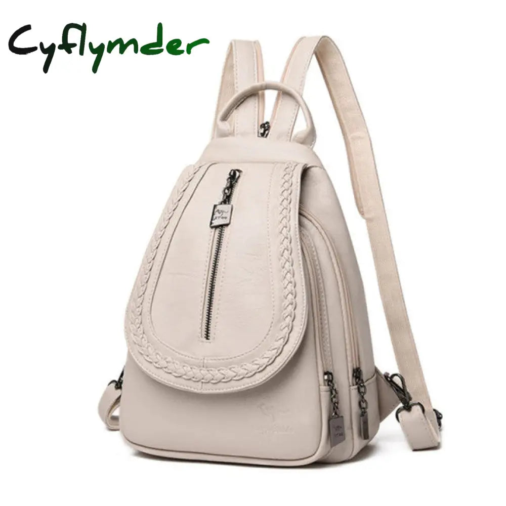 Cyflymder Women Leather Backpacks Zipper Female Chest Bag Sac A Dos Travel Back Pack Ladies Bagpack