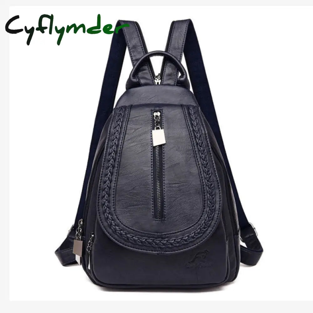 Cyflymder Women Leather Backpacks Zipper Female Chest Bag Sac A Dos Travel Back Pack Ladies Bagpack