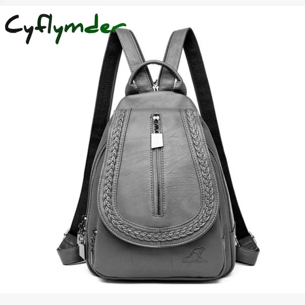 Cyflymder Women Leather Backpacks Zipper Female Chest Bag Sac A Dos Travel Back Pack Ladies Bagpack