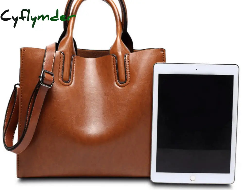 Cyflymder Women Leather Bags Famous Brands Handbag Casual Female Bag Trunk Tote Ladies Shoulder