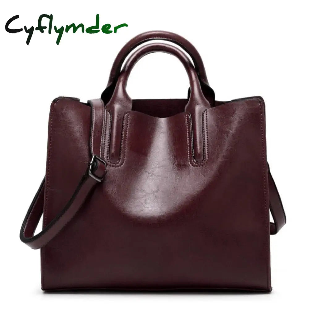 Cyflymder Women Leather Bags Famous Brands Handbag Casual Female Bag Trunk Tote Ladies Shoulder