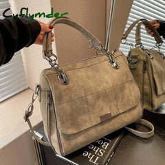 Cyflymder Women Leather Bags Women’s Vintage Handbag Casual Crossbody Female Bag High Quality