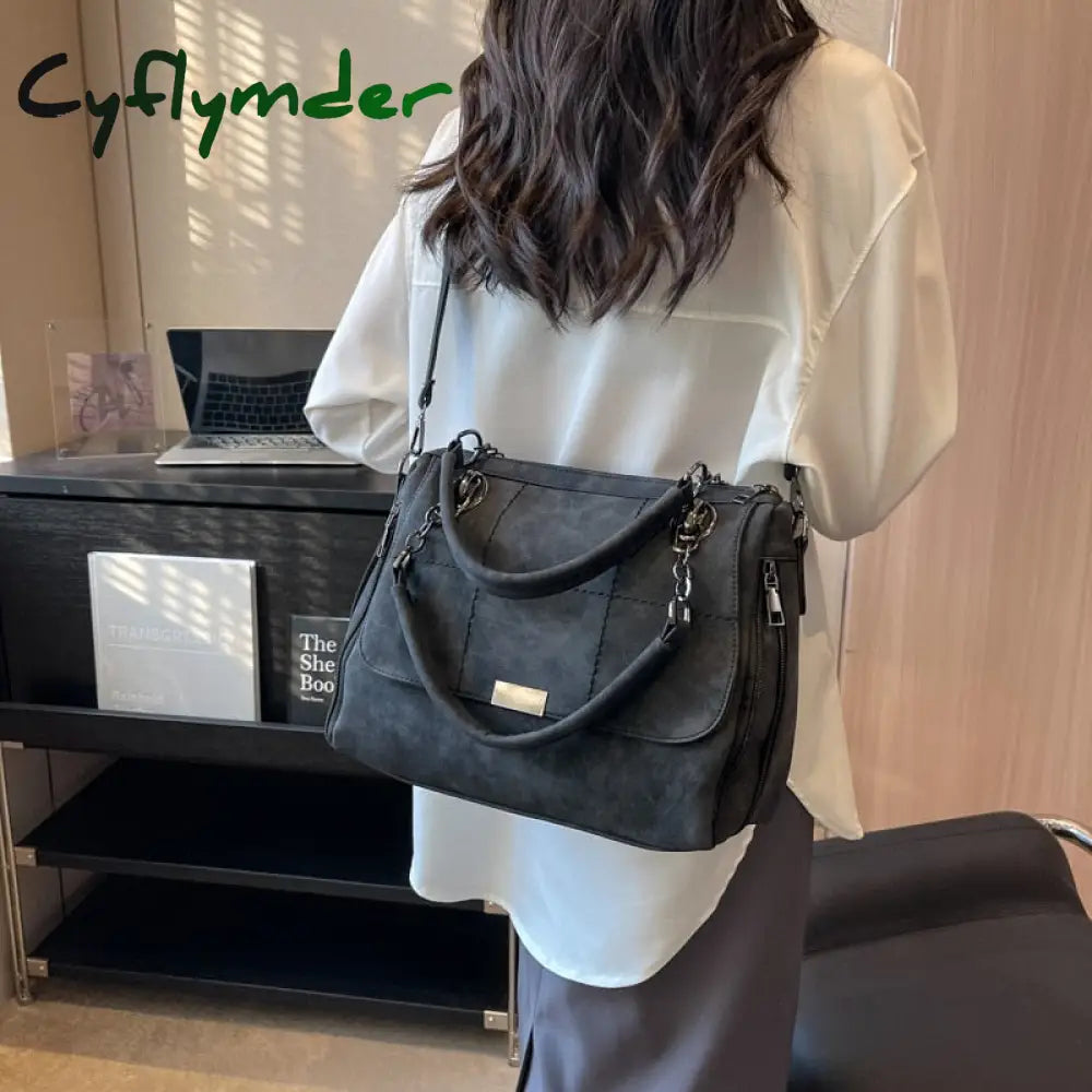 Cyflymder Women Leather Bags Women’s Vintage Handbag Casual Crossbody Female Bag High Quality