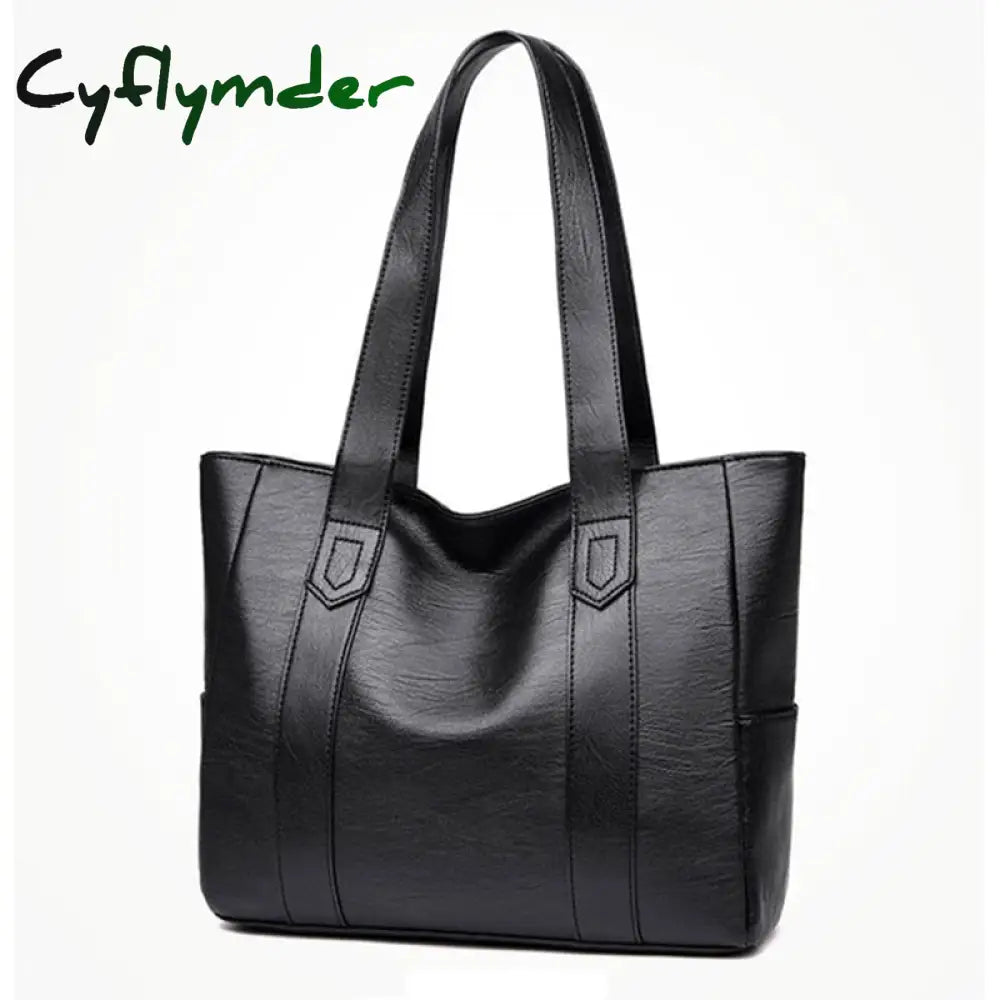 Cyflymder Women Leather Handbags Fashion Big Totes Bag Retro Embossing Ladies Shoulder Large Tote