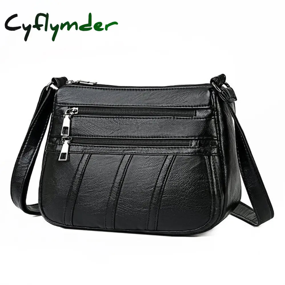 Cyflymder Women Leather Shoulder Bag Multi-Pocket Mother Female Zipper Crossbody Handbags Fashion