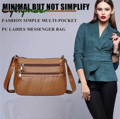 Cyflymder Women Leather Shoulder Bag Multi-Pocket Mother Female Zipper Crossbody Handbags Fashion