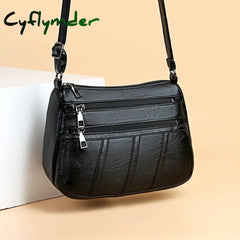 Cyflymder Women Leather Shoulder Bag Multi-Pocket Mother Female Zipper Crossbody Handbags Fashion