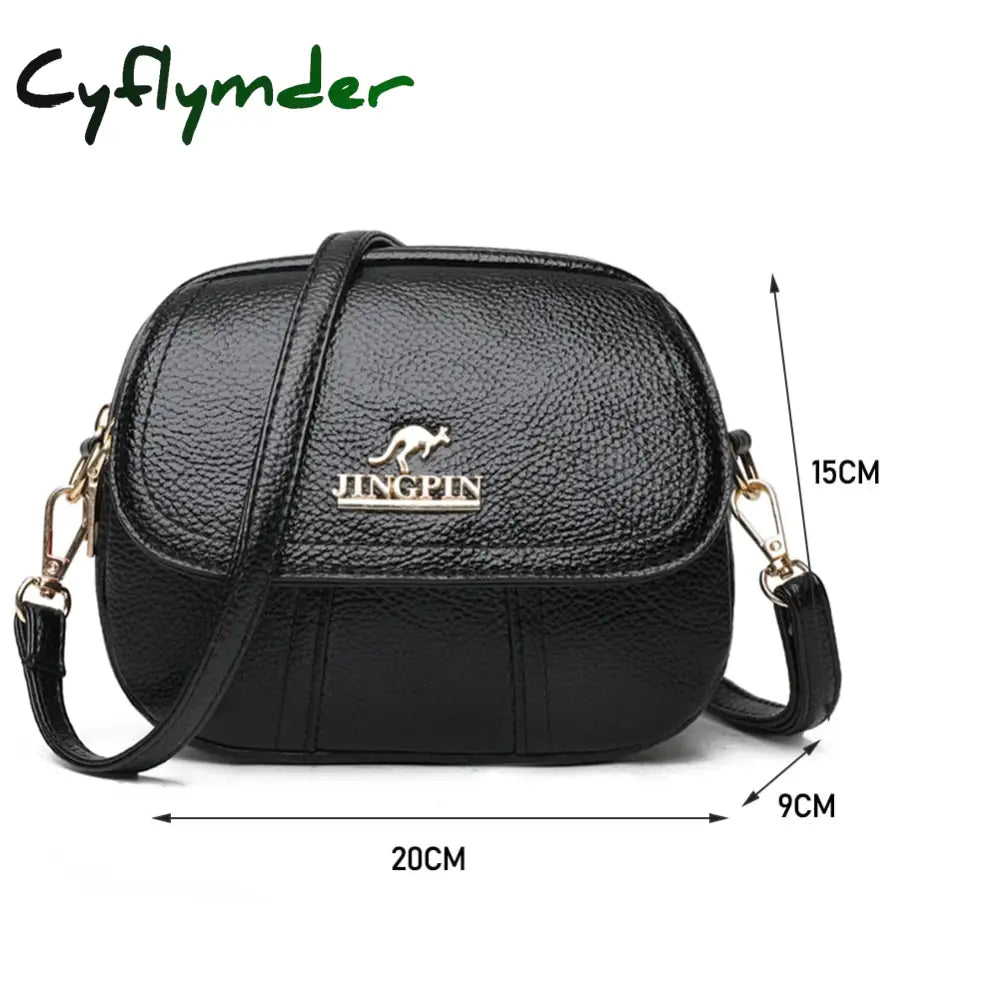 Cyflymder Women Leather Shoulder Bag Multi-Pocket Mother Female Zipper Crossbody Handbags Fashion