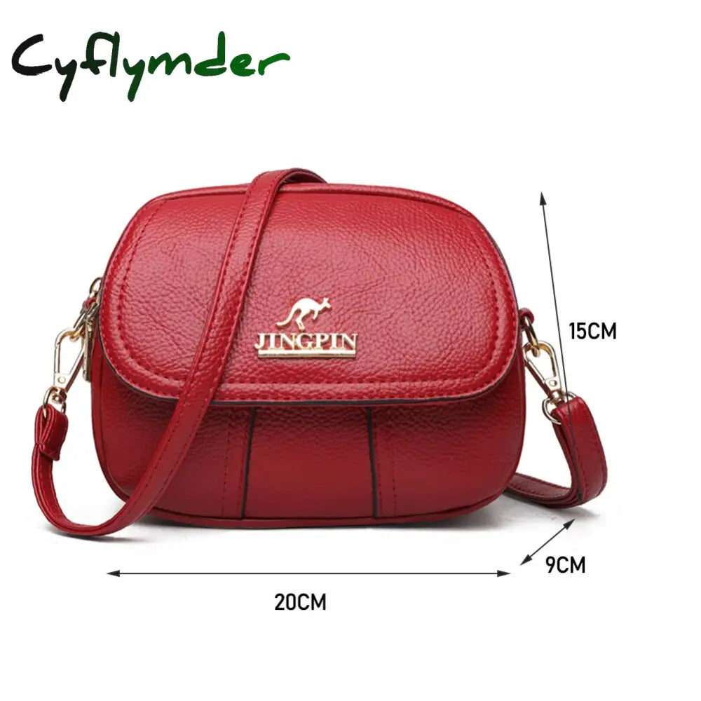 Cyflymder Women Leather Shoulder Bag Multi-Pocket Mother Female Zipper Crossbody Handbags Fashion