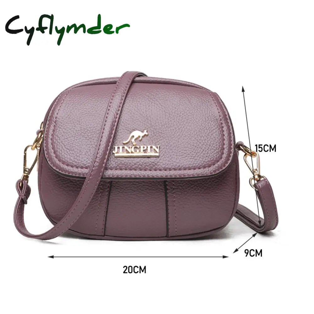 Cyflymder Women Leather Shoulder Bag Multi-Pocket Mother Female Zipper Crossbody Handbags Fashion