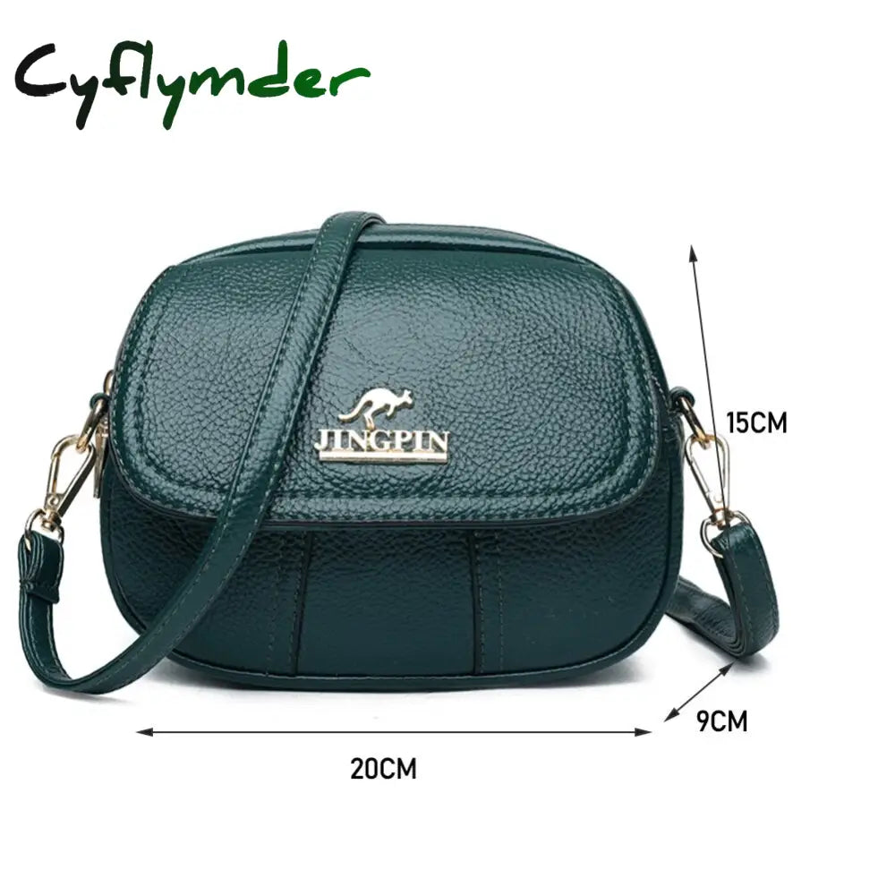 Cyflymder Women Leather Shoulder Bag Multi-Pocket Mother Female Zipper Crossbody Handbags Fashion