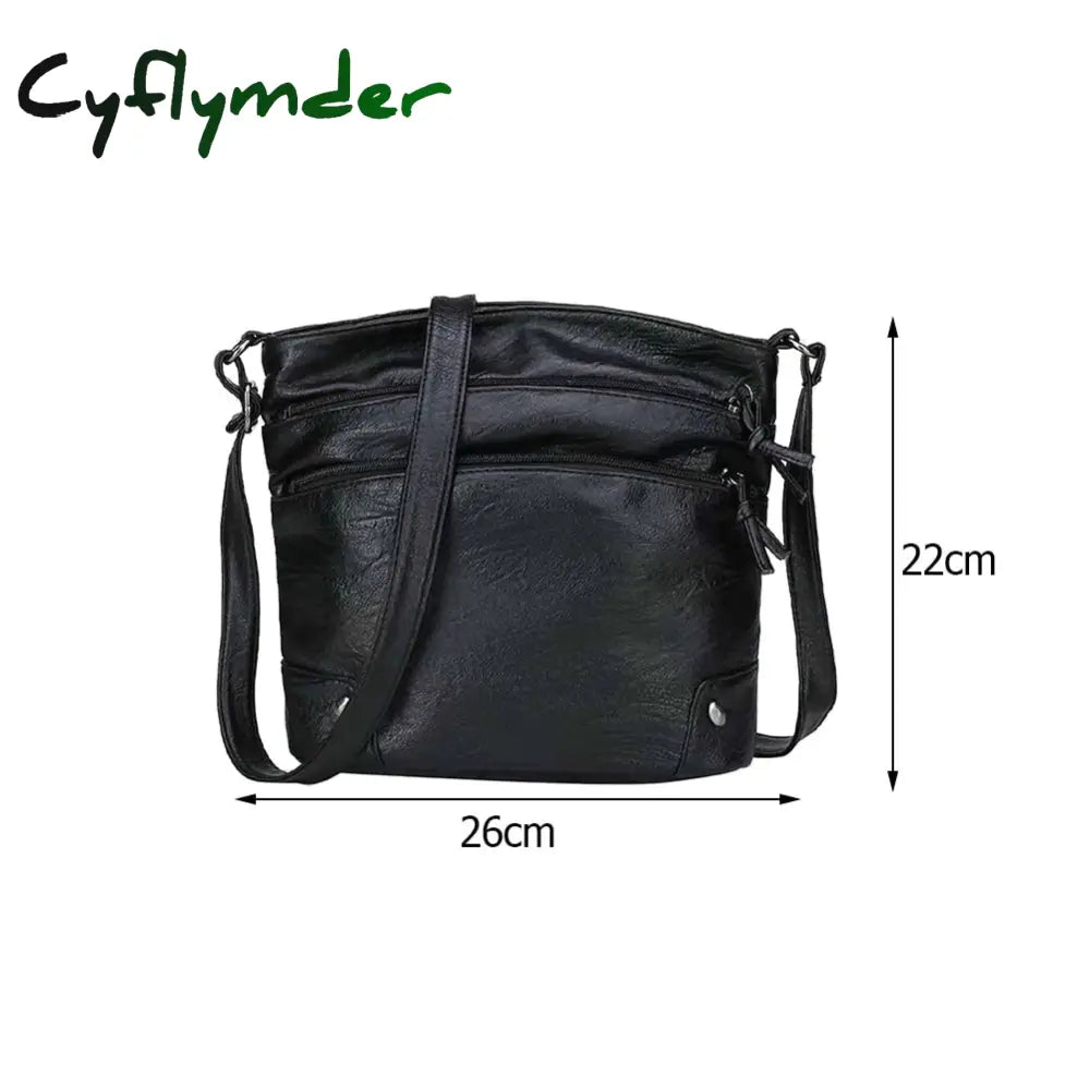 Cyflymder Women Leather Shoulder Bag Multi-Pocket Mother Female Zipper Crossbody Handbags Fashion