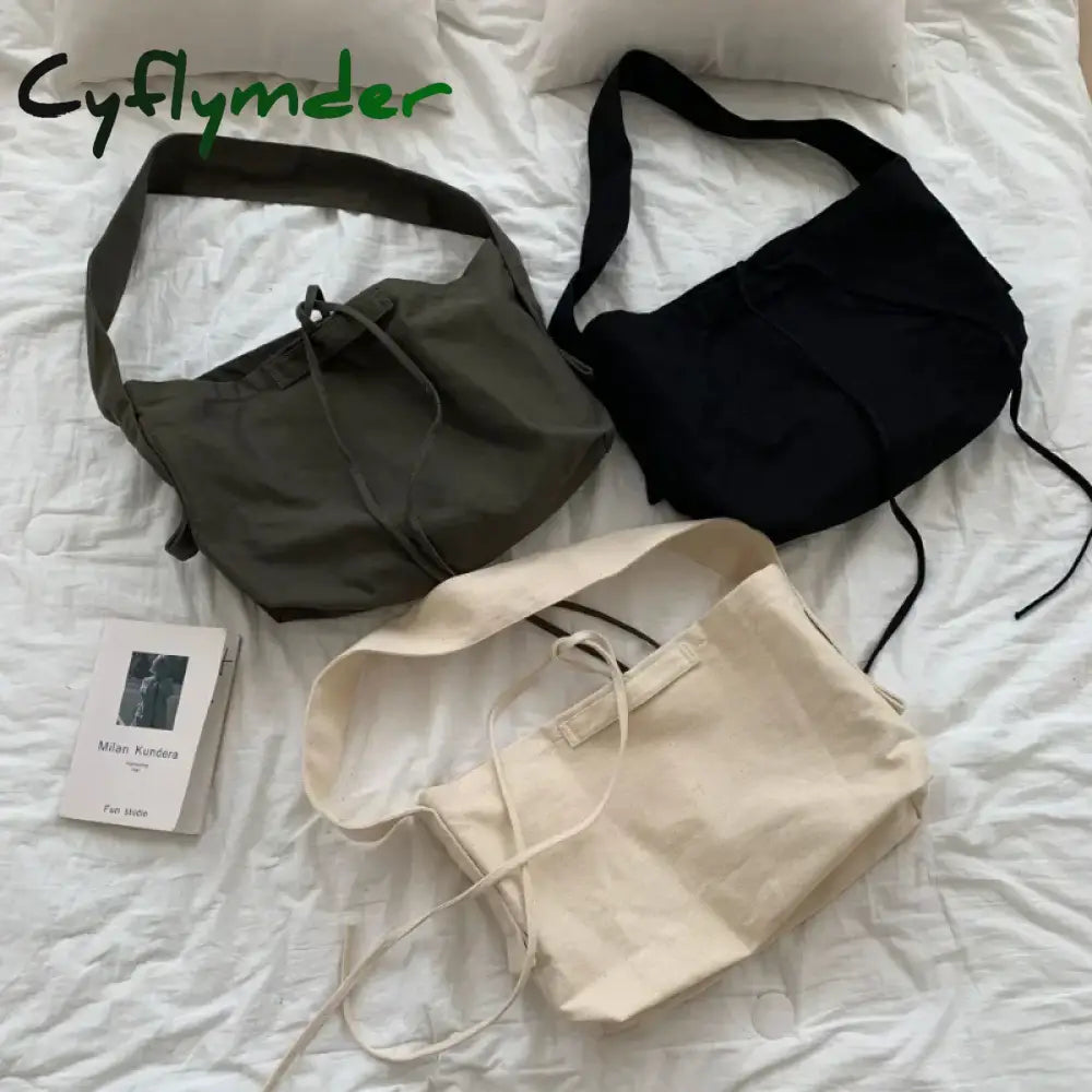 Cyflymder Women Leisure Bandage Crossbody Bag Canvas Shoulder Bags Female Multi-Purpose Messenger