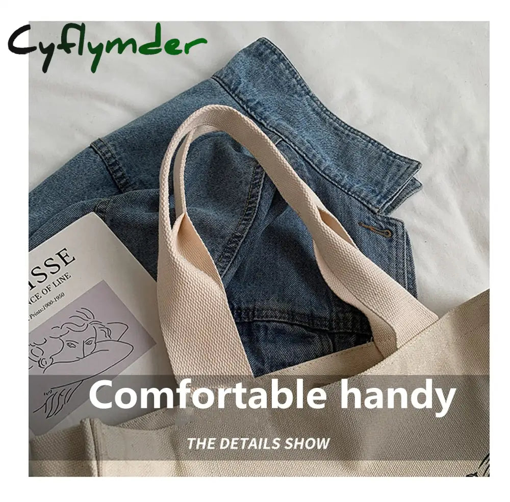 Cyflymder Women Literature And Art Shoulder Canvas Bag Fashion Printing Student Simple Korean