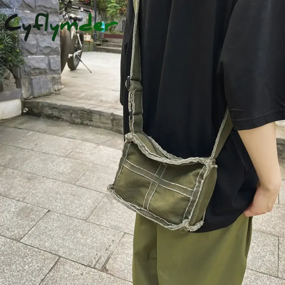 Cyflymder Women Little Canvas Shoulder Bag Female Thick Cloth Small Messenger Retro Vintage