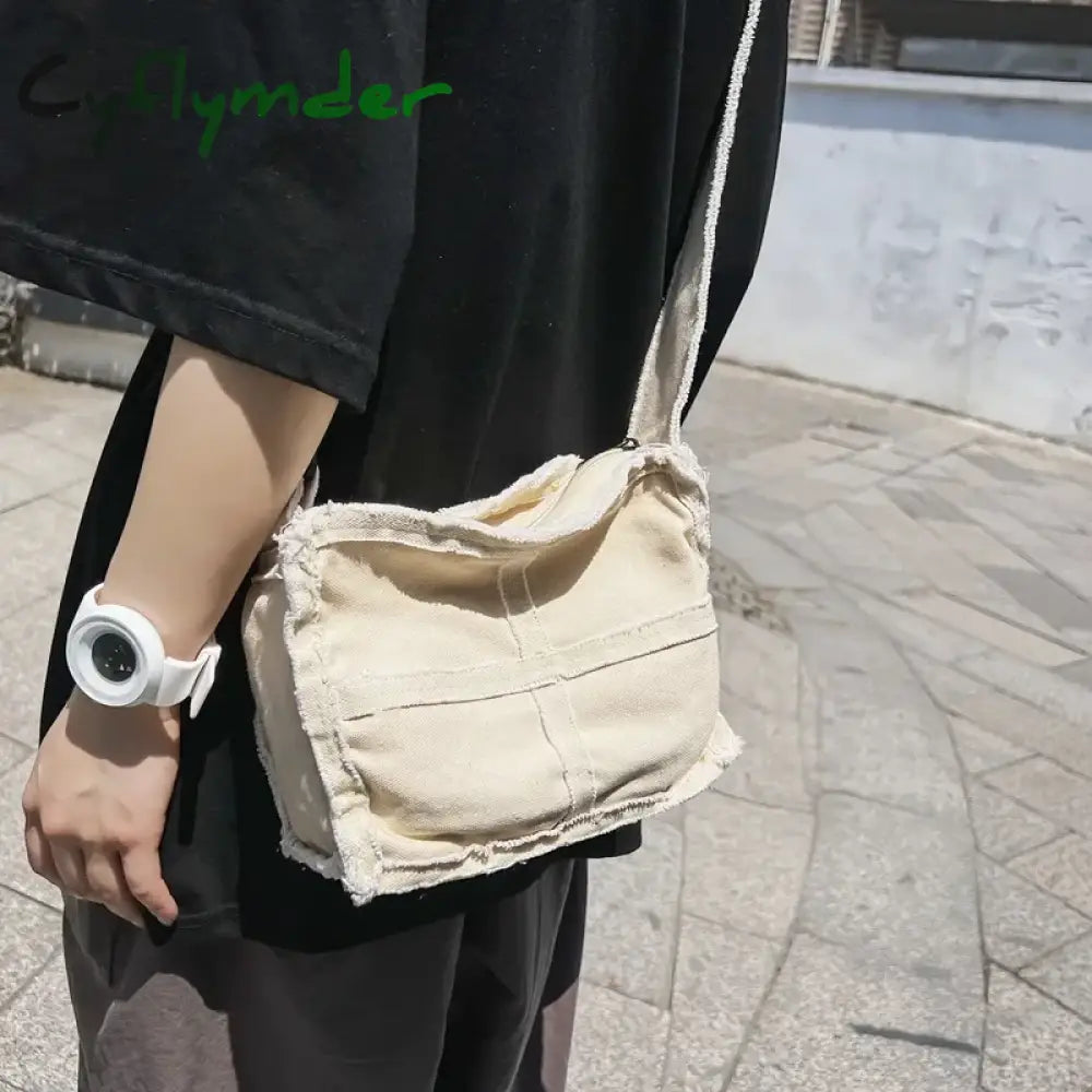 Cyflymder Women Little Canvas Shoulder Bag Female Thick Cloth Small Messenger Retro Vintage