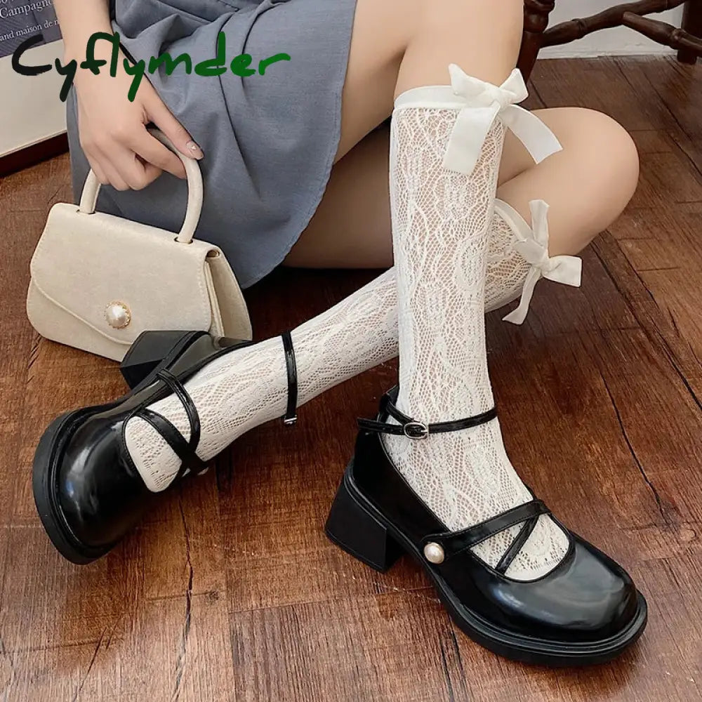 Cyflymder Women Loafers Retro Brown Mary Jane Shoes Thick Heels Ankle Buckle Lolita Woman Uniform